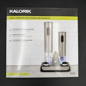 Kalorik Wine Lovers Set Opener And Preserver Stainless Steel Rechargable New